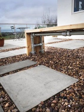 Garden project seating area - underneath bench