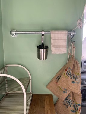 Galvanised tube & clamp towel rail